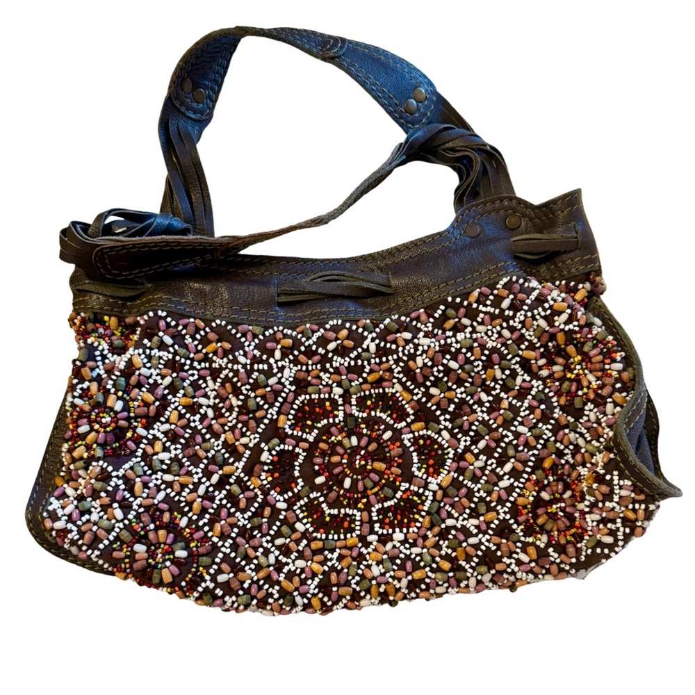 Lucky Brand Beaded Brown Shoulder Bag